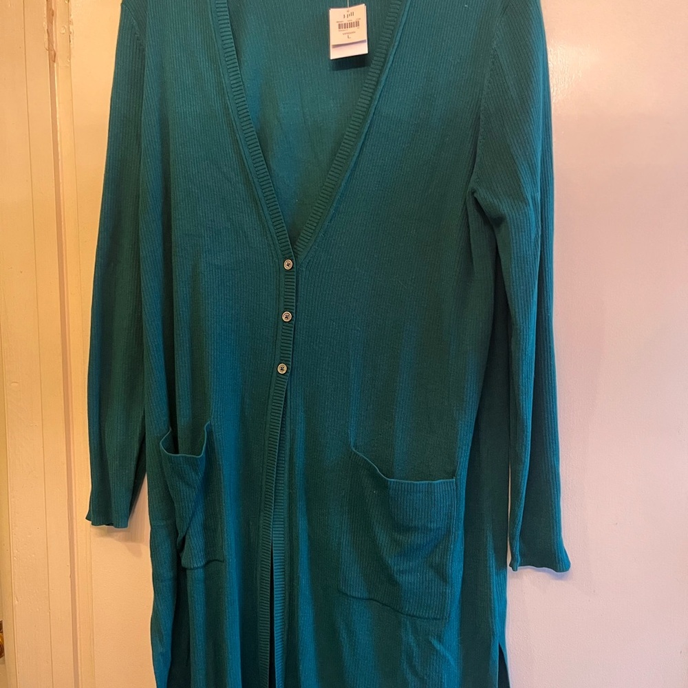 J. Jill Teal Long Cardigan